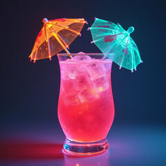 Tropical Drink Emoji — 3D Emoji-Style Icon of a Colorful Cocktail with Straw and Umbrella