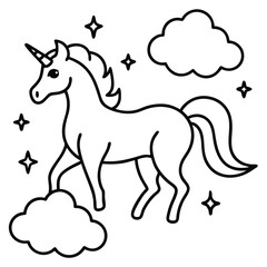 Fototapeta premium Elegant outline illustration of a majestic animal in vivid cmyk colors