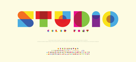 Studio, modern stylish geometric letter logo design. Typography colorful creative font. vector illustration

