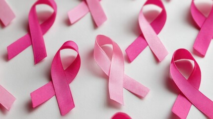 Collection of Pink Breast Cancer Awareness Ribbons for Support and Advocacy.