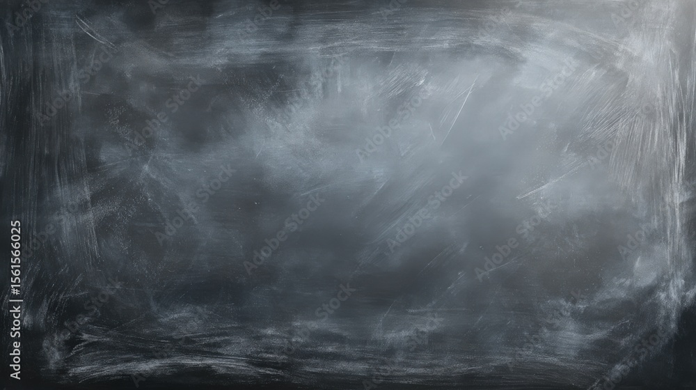Poster textured dark gray chalkboard with smudges and eraser marks for classroom background.