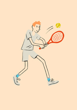 Sporty man enjoying a game of tennis