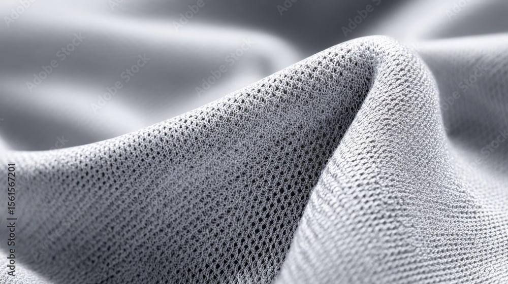 Poster close up of textured gray fabric with fine woven pattern and smooth flowing appearance.