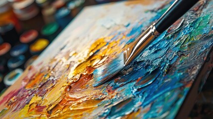 Vibrant Oil Painting Palette with Brushstrokes
