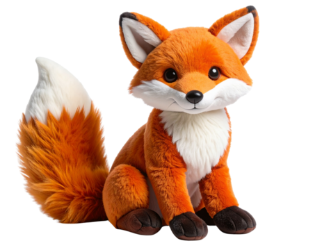 Soft Fox Stuffed Animal with Realistic Fur Detailing and Playful Expression Transparent PNG - Powered by Adobe