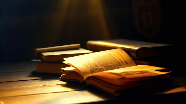  Amber and Rust Light Leak with Old Books and Scrolls