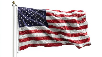 Obraz premium American flag waving outdoors on a clear day with bright natural lighting and vibrant colors.