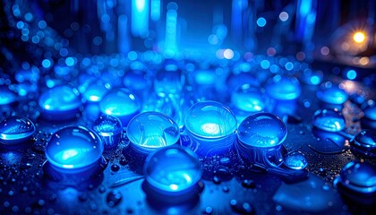 water drops on blue background