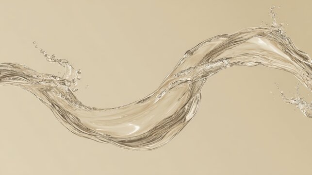 Clear flowing water splash with fluid motion and transparent liquid curve.