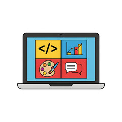 Colorful laptop screen displaying applications