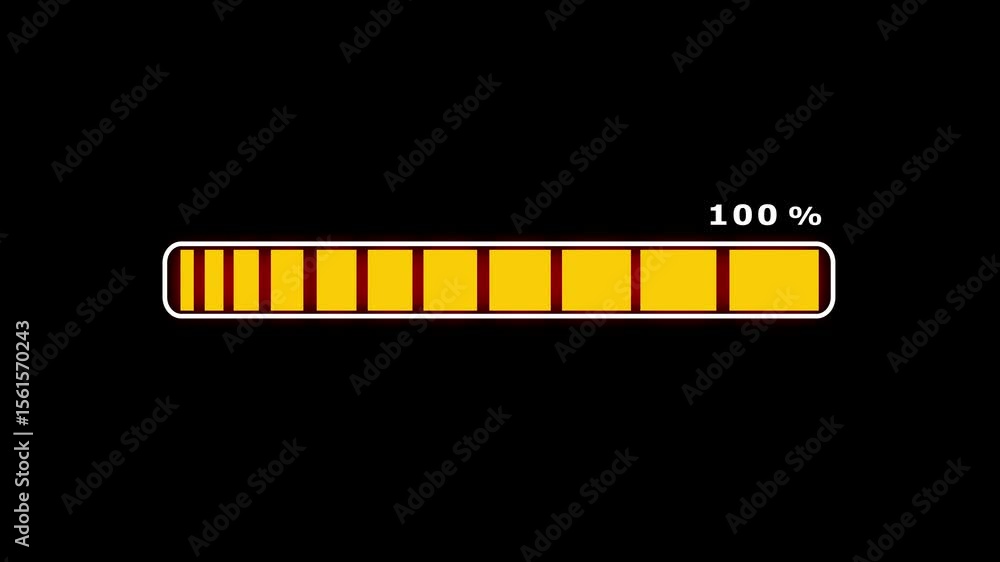 Poster retro loading bar animation isolated on a black background. blue progress bar animation,