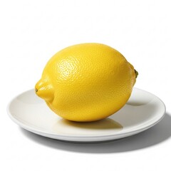 illustration of fresh yellow lemon fruit on a plate with a white background