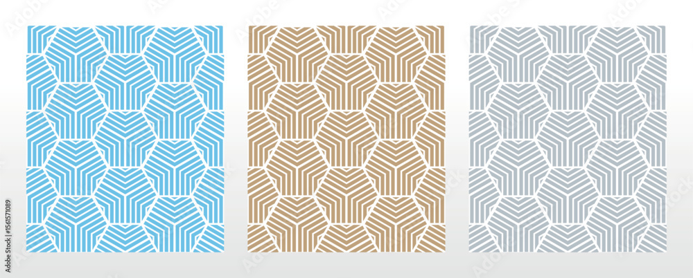 Poster Set of abstract geometric patterns. Seamless vector backgrounds. Colored ornaments Graphic modern patterns Simple lattice graphic design