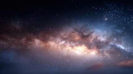 Fototapeta premium Stunning view of the Milky Way galaxy with vibrant stars and cosmic clouds.