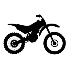 Fototapeta premium Silhouette of a motocross dirt bike with knobby tires and lifted suspension on a white background