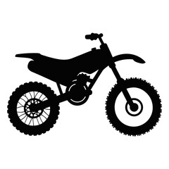 Fototapeta premium Silhouette of a motocross dirt bike with knobby tires and lifted suspension on a white background