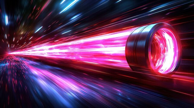 Futuristic tunnel with glowing, vibrant energy tube