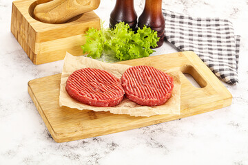 Raw beef  burger cutlet for grill