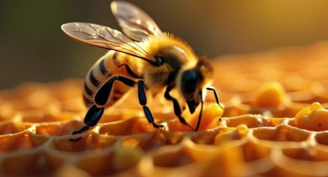 Honeybee caring for larvae in hive &ndash; stunning 4K macro video revealing early stages of bee development and colony life

