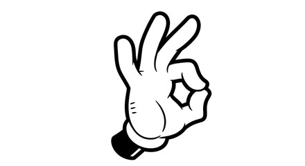 Obraz premium Cartoon Hand Gesture Making OK Sign Icon