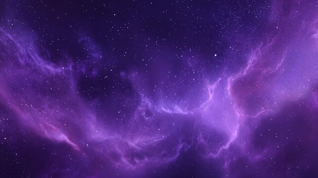 Vibrant cosmic nebula with colorful purple and blue gases and starry night sky.