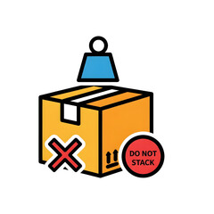 Fototapeta premium Do not stack warning label on cardboard box