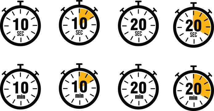 Stopwatch Icon Set \ Time Lapse Graphics for Seconds and Minutes Countdown Stopwatch Graphics  10  20 Second/Minute Icons with Transparent Backgrounds