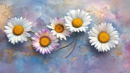 Obraz premium Artistic Daisies on Textured Background Floral Image