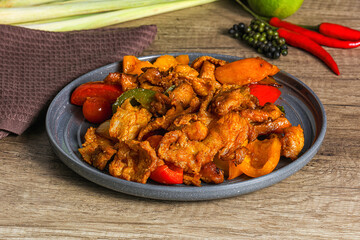 Asian cuisine - roasted crocodile meat