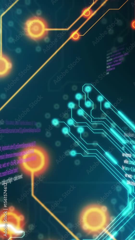 Poster animation of data processing over black background