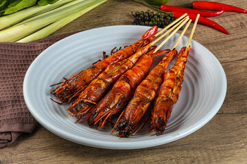 Tasty grilled tiger prawn snack