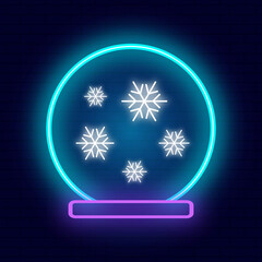 Snow ball neon vector illustration