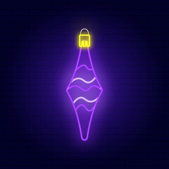 Christmas tree decoration neon illustration