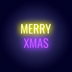 Merry Christmas text neon vector illustration