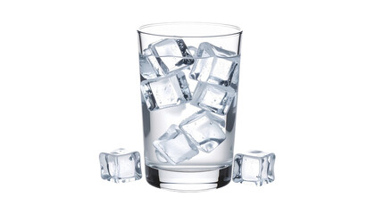 Refreshing glass of iced beverage with ice cubes, perfect for warm days and social gatherings isolated on solid white background Png