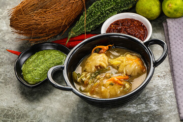 Chinese wonton soup with dumplings