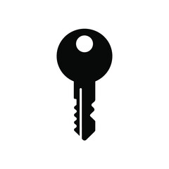 Simple Black Key Icon on a White Background for Security Concepts