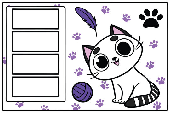 Cute cat themed social media post template with graphic elements