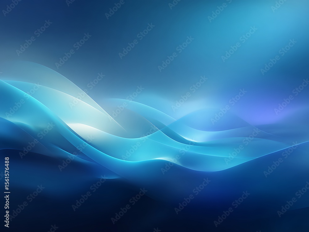Poster abstract blue background with flowing waves and gradients creating a serene and calming atmosphere