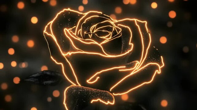 Black Rose with Golden Light