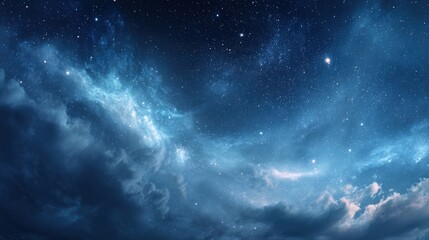 Fototapeta premium Stunning night sky view with bright stars and vibrant Milky Way galaxy illumination.