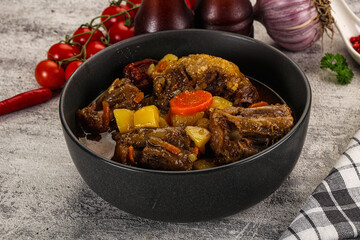 Gourmet Oxtail beef soup with vegetables