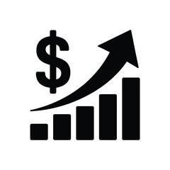 Financial Growth Chart with Dollar Sign and Upward Arrow Illustration