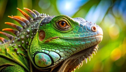 Fototapeta premium Close-up portrait of vibrant Iguana