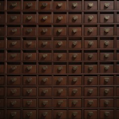 Old wooden textured drawers background in a traditional Chinese herbal medicine shop