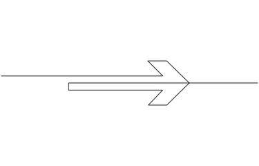 Arrow pointing right, icon. Continuous outline of a Arrow pointing right. Vector Illustration, EPS vector illustration for banner, template, web, app, poster.
