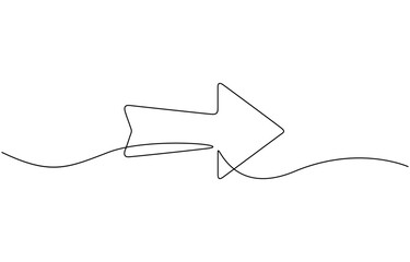 Fototapeta premium Arrow pointing right, icon. Continuous outline of a Arrow pointing right. Vector Illustration, EPS vector illustration for banner, template, web, app, poster.