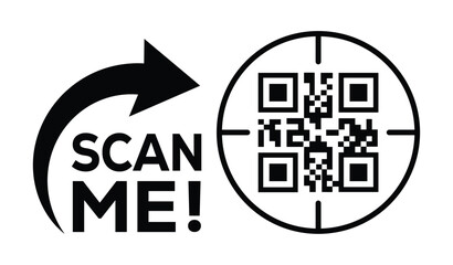 Scan QR code icon. Digital scanning qr code. QR code scan for smartphone. QR code for payment. Scan me text