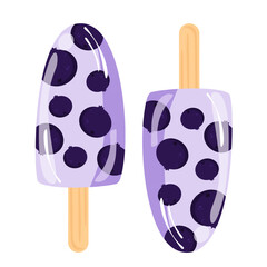 Popsicle with blueberry. Ice cream illustration. Summer element cartoon
