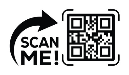 Scan QR code icon. Digital scanning qr code. QR code scan for smartphone. QR code for payment. Scan me text